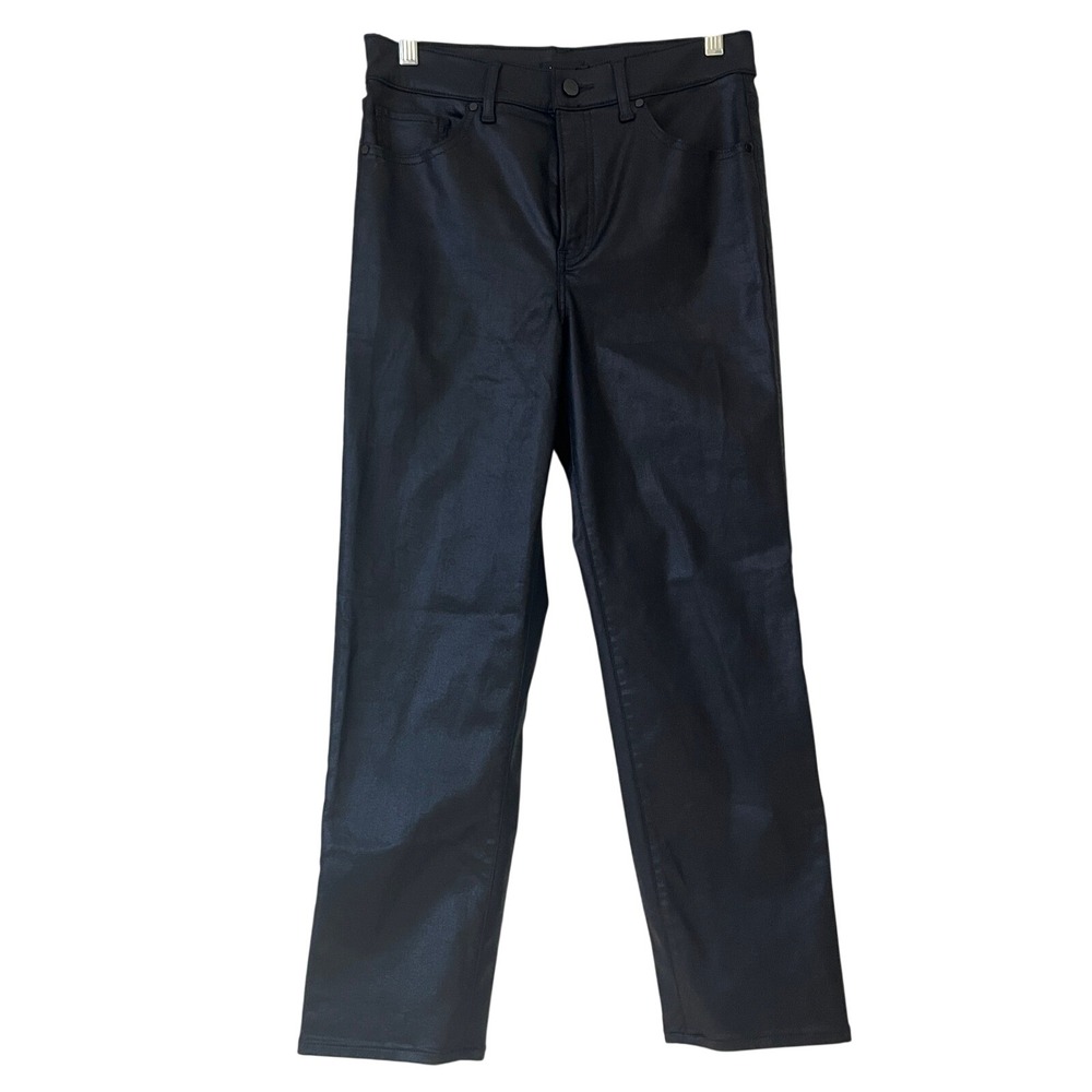 Express Straight Leg Ankle Coated Denim Pants Black Sz‎ 6R High Rise EUC